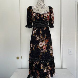 Angie Floral and Polka Dot Puff Sleeve Dress